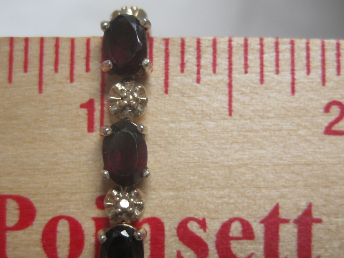 7" Sterling Silver & Garnet Bracelet - 5