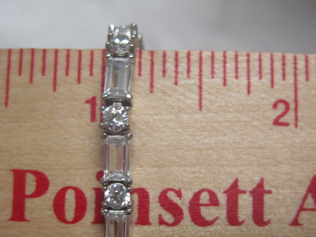 7 1/4" Sterling Silver Fancy Bracelet with CZ & Emerald - 4