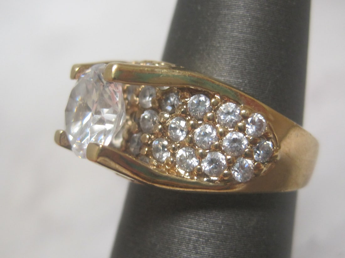 Fancy Gold on Sterling Silver CZ Ring - 2