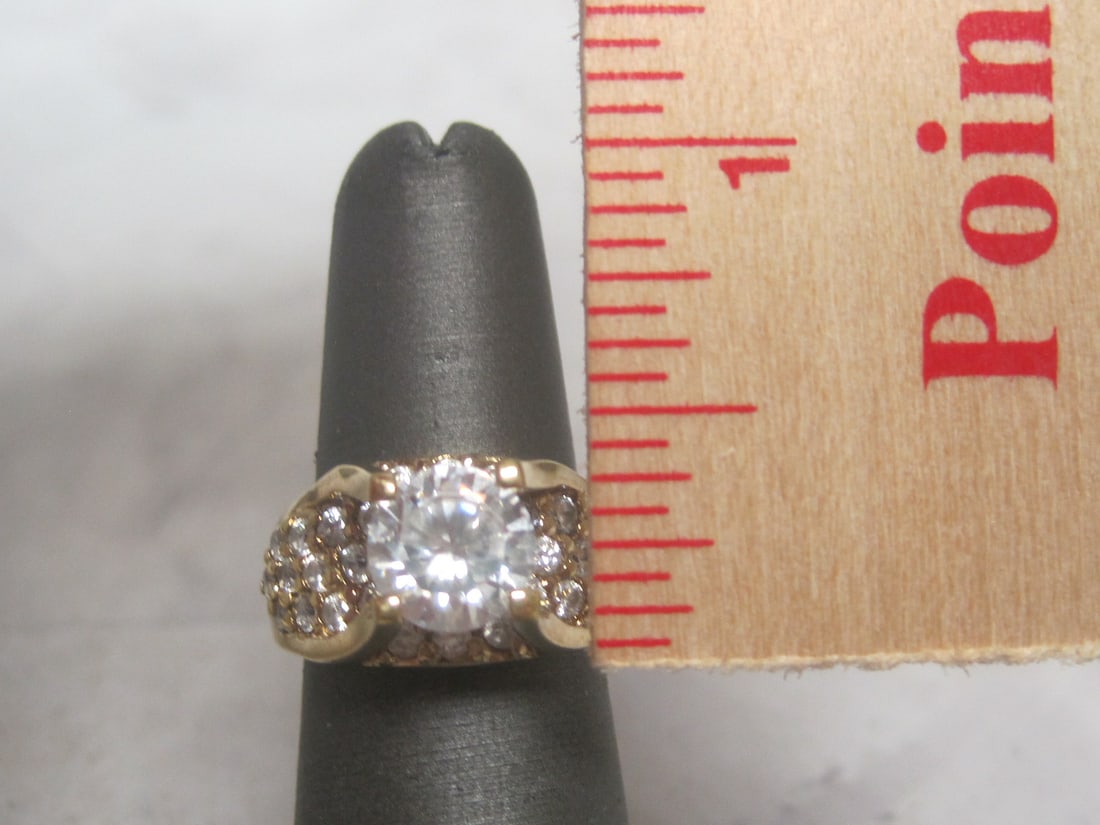 Fancy Gold on Sterling Silver CZ Ring - 5
