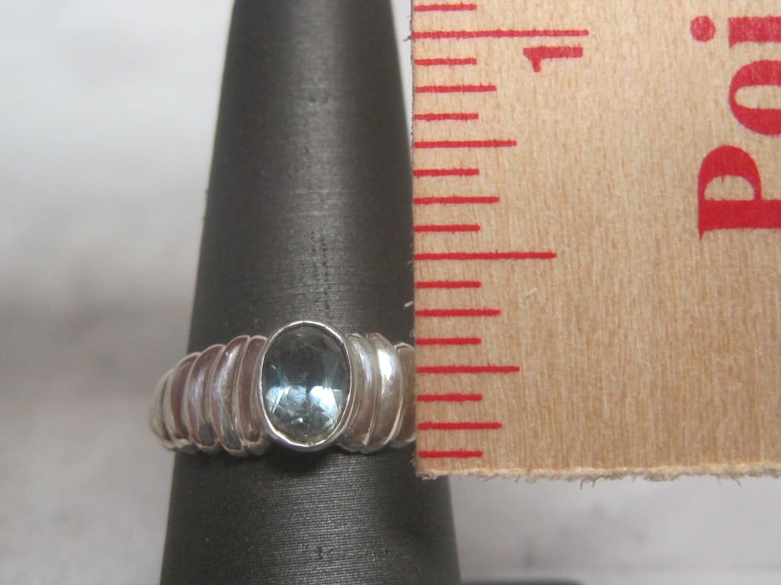 Sterling Silver Aquamarine Ring - 4