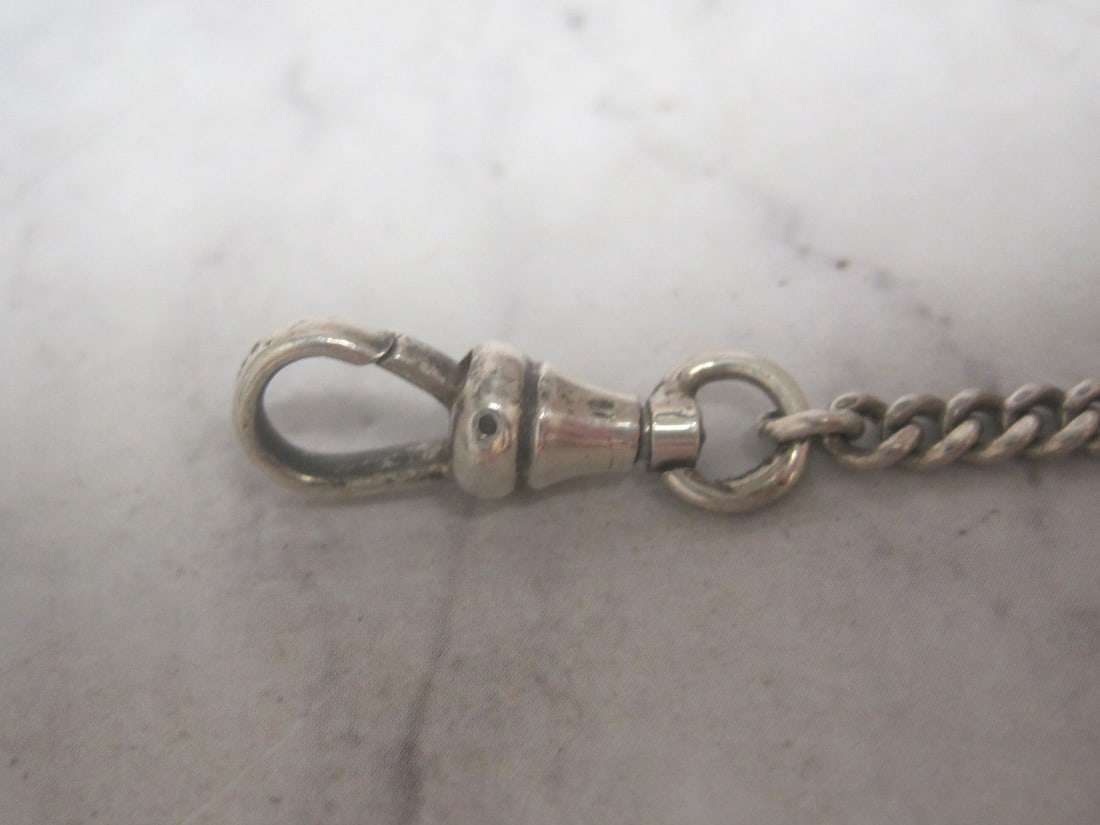 7" Art Deco Era Sterling Silver Watch Chain - 2