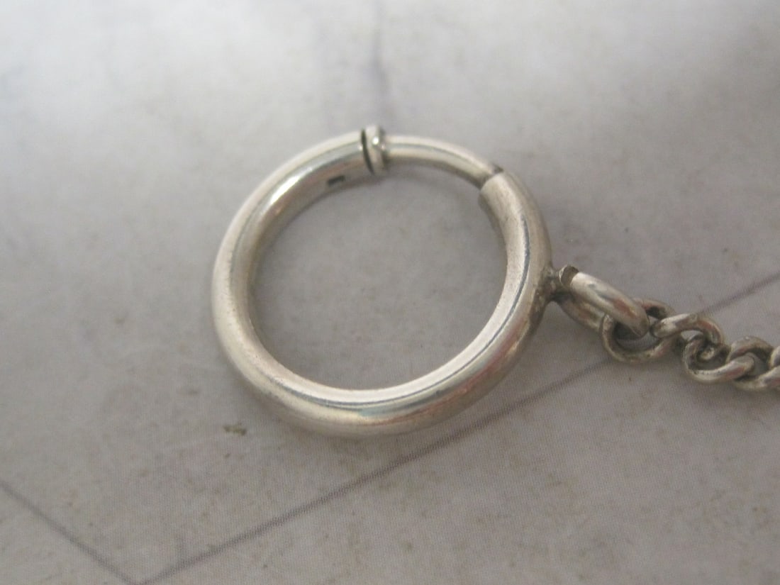 7" Art Deco Era Sterling Silver Watch Chain - 3