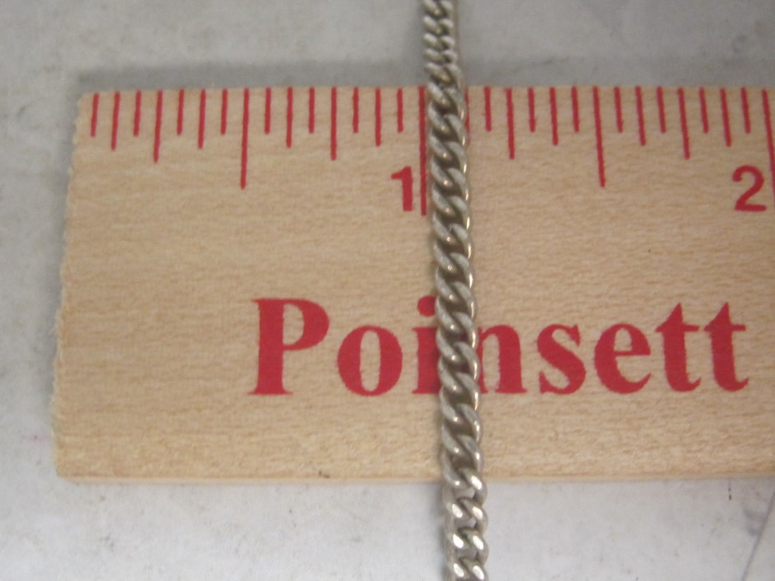 7" Art Deco Era Sterling Silver Watch Chain - 4