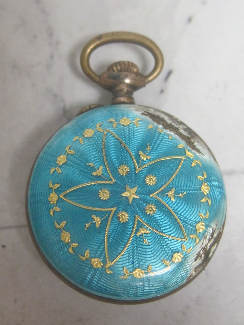 Antique Enameled Silver Pendant Watch - 5