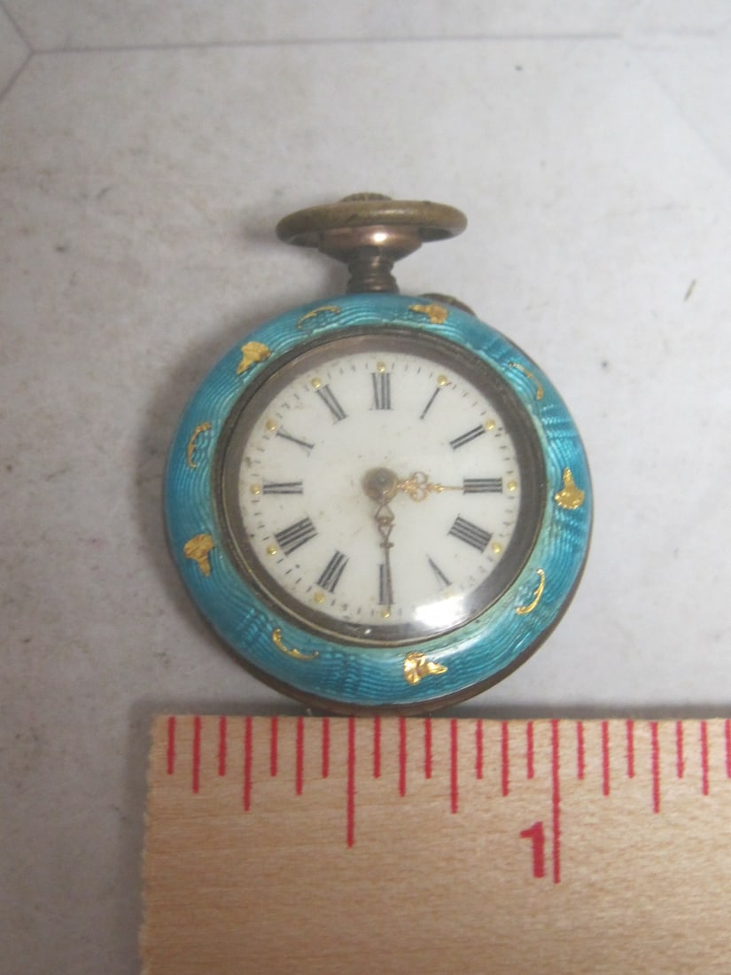 Antique Enameled Silver Pendant Watch - 6