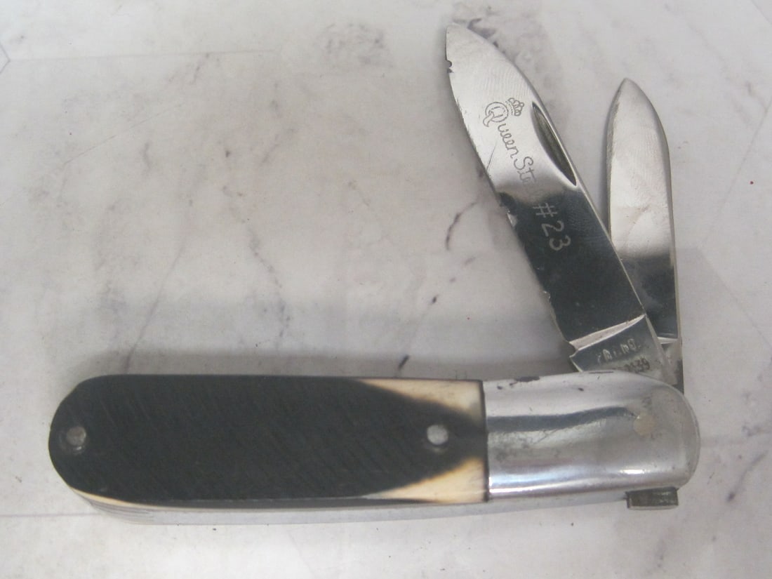 Barlow Pocket Knife: Queen Steel #23 Model, Two blade, estate find