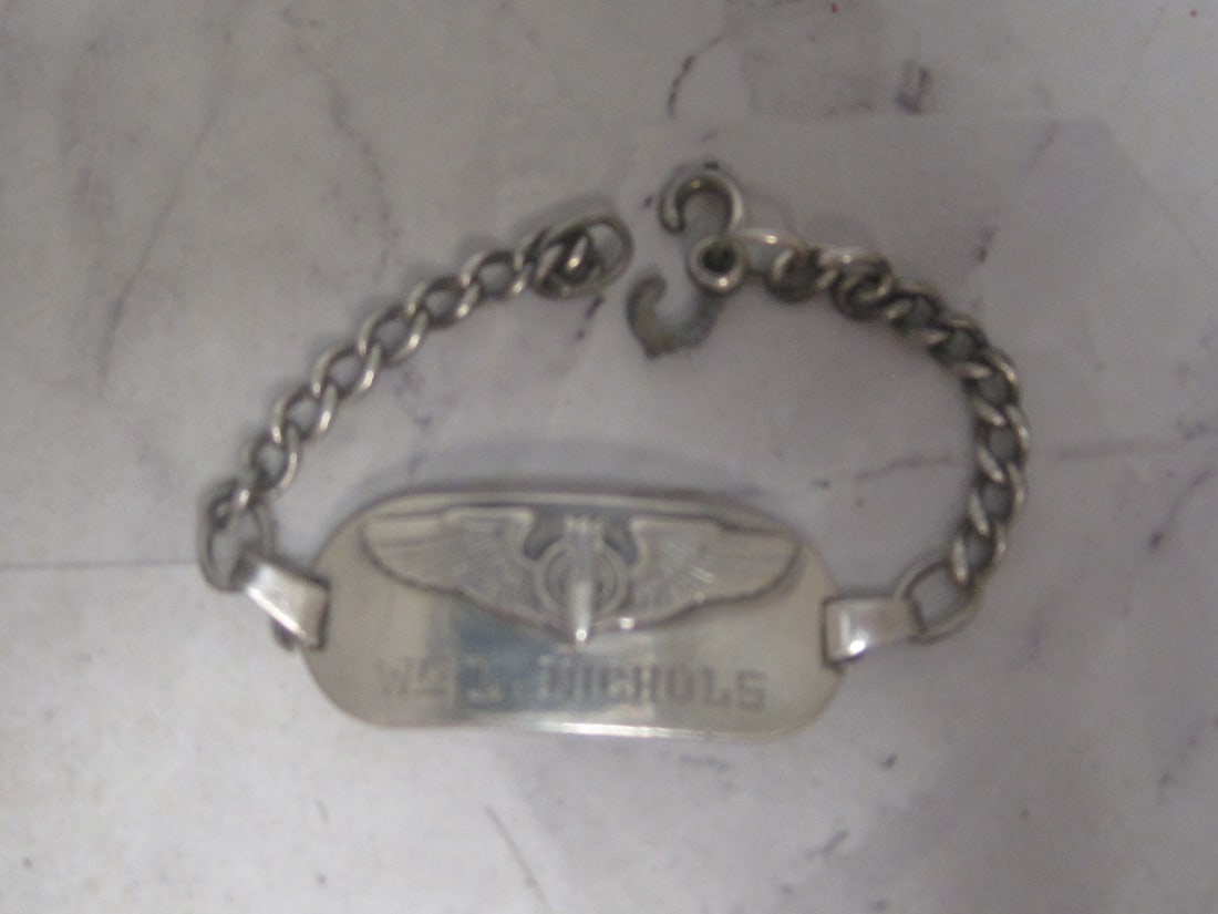 7" Scarce Bombers Pilot Wing Sterling Silver Bracelet - 2