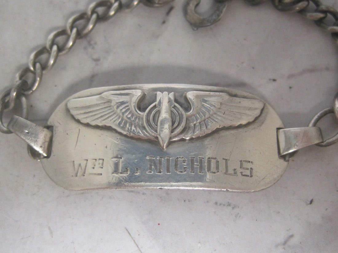 7" Scarce Bombers Pilot Wing Sterling Silver Bracelet - 3