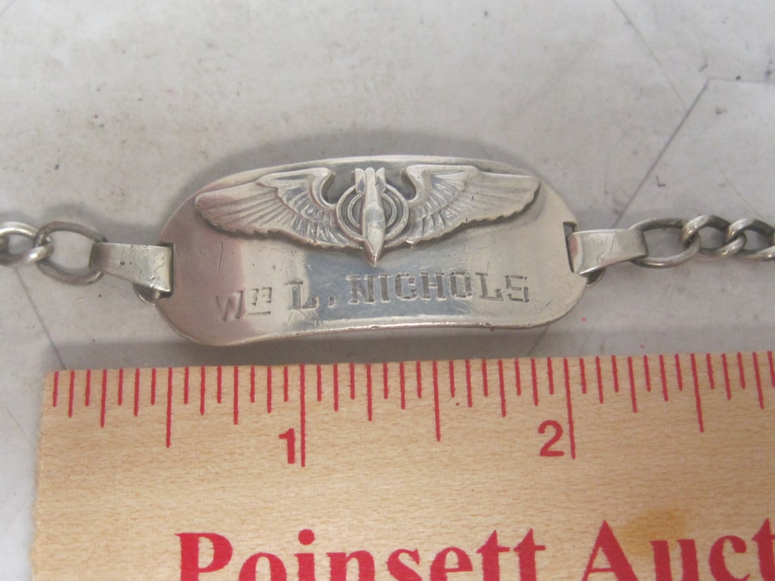 7" Scarce Bombers Pilot Wing Sterling Silver Bracelet - 5