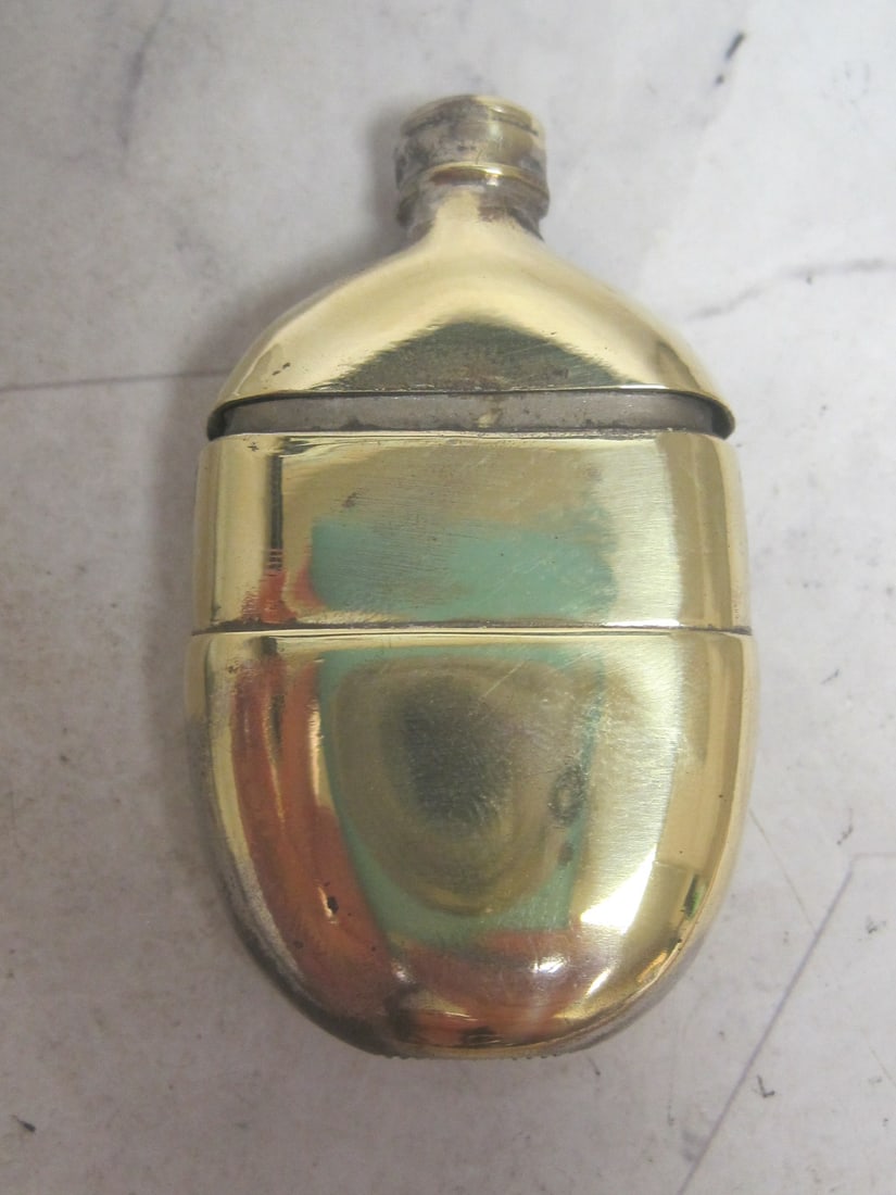 Antique Figural Match Safe: Flask shape, Brass, Circa 1900 