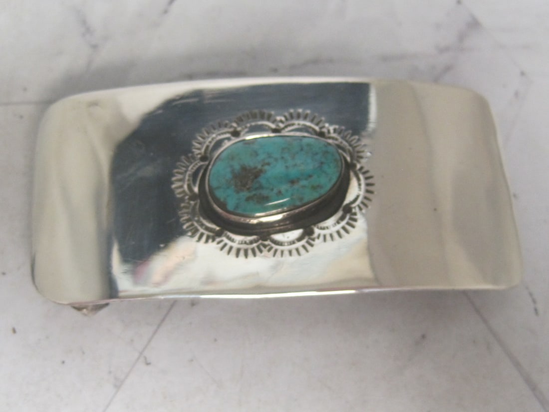 Early Navajo Turquoise & Sterling Silver Buckle: Weighs 34 grams, Tested & guaranteed silver, Old pawn era 
