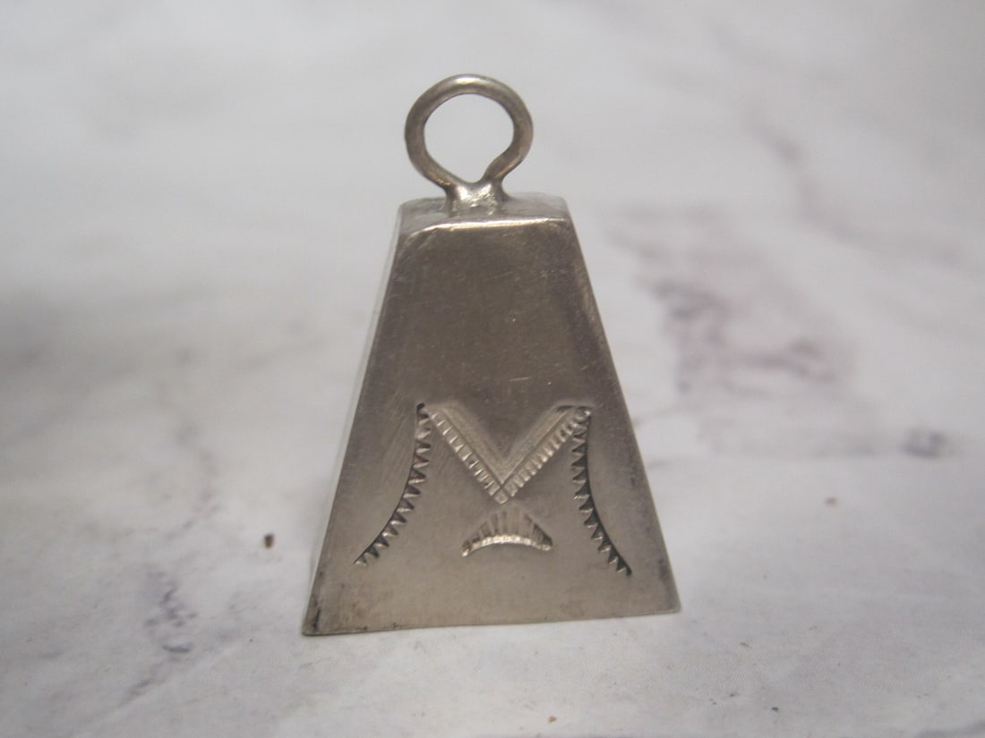 Sterling Silver Early Navajo Bell Pendant: Weighs 6 grams 