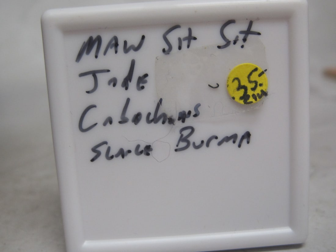 Pair of Burmese Maw Sit Sit Jade Cabochons - 5