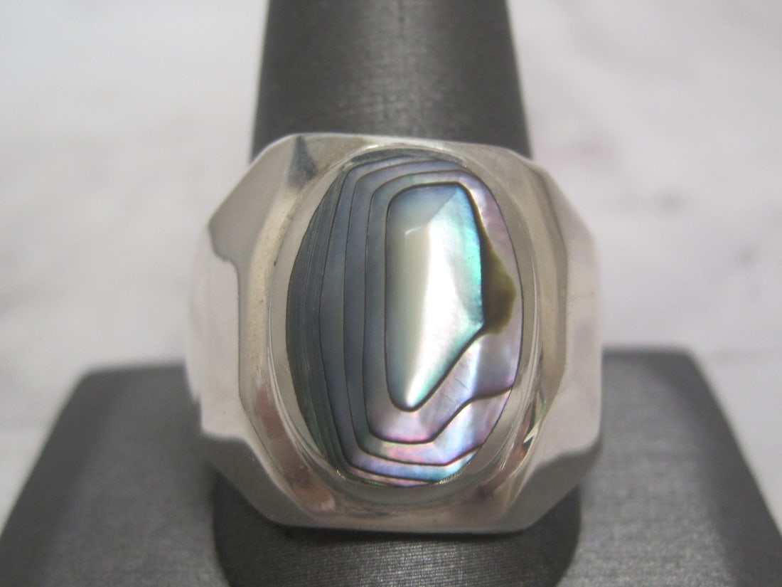 Sterling Silver Men's Ring with Abalone (1 of 4)