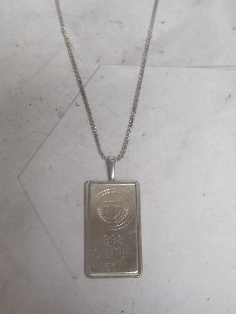 18" Sterling Silver Necklace with Ingot Pendant (1 of 5)