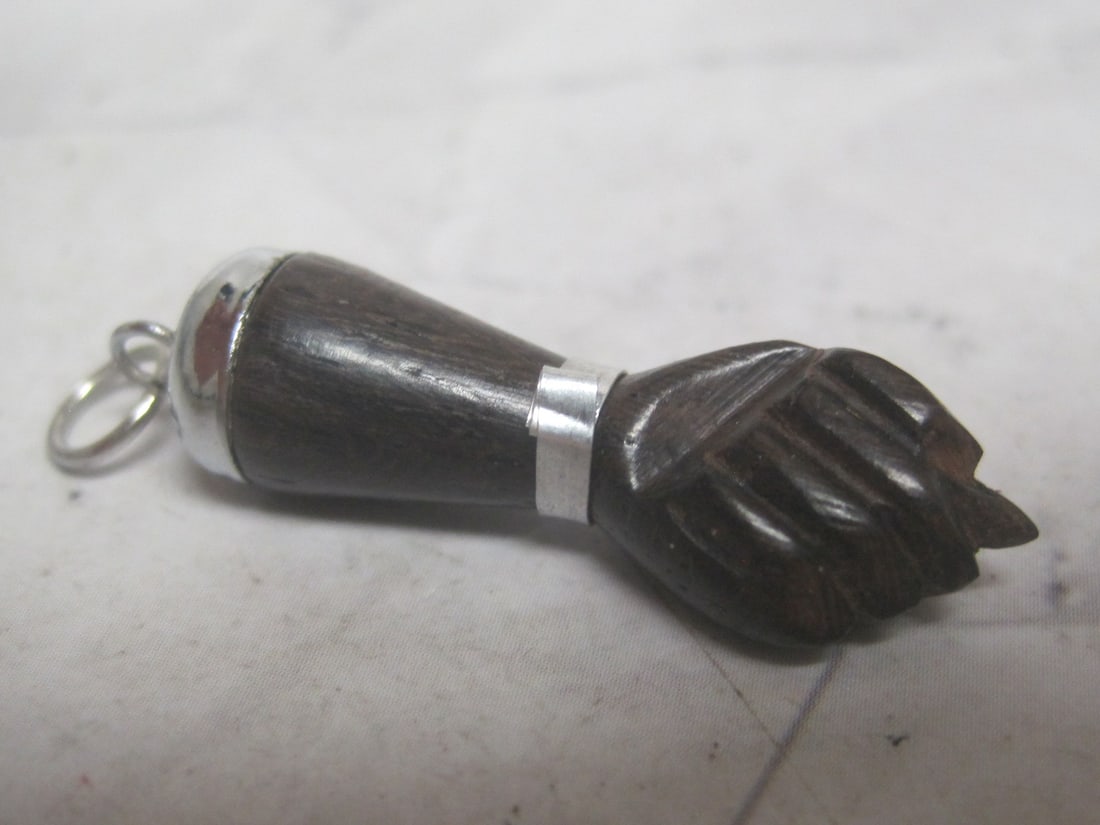 Italian Carved Rosewood "Fig" Pendant: "Ward of Evil Eye" to protect the wearer! 