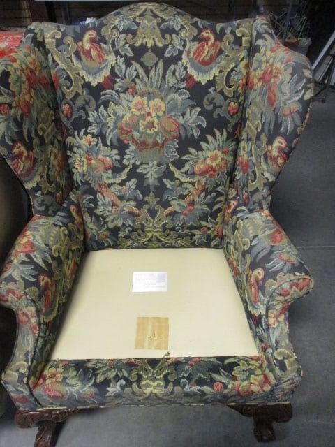 Upholstered Wingback Chair w/Queen Ann Style Feet - 5