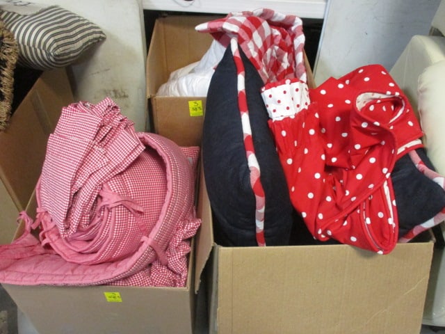 Twin Size Custom Bedspreads/Curtains/Pillows: 3 Large Boxes (Please see all pics) 