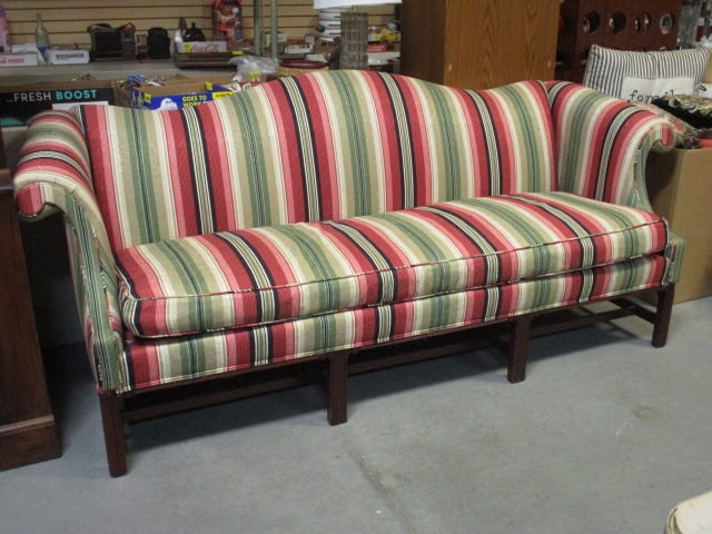 Upholstered Stripe 6 Foot Sofa: . 