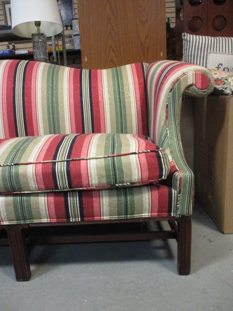 Upholstered Stripe 6 Foot Sofa - 4