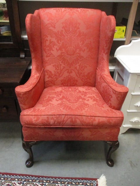Upholstered Wingback Chair w/Queen Ann Style Feet (1 of 7)