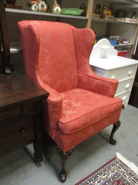 Upholstered Wingback Chair w/Queen Ann Style Feet - 4