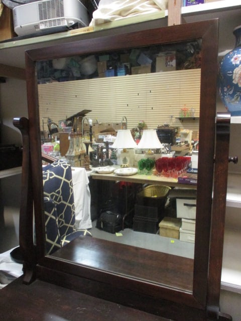 Antique Wood 3 Drawer Dresser w/Mirror - 2