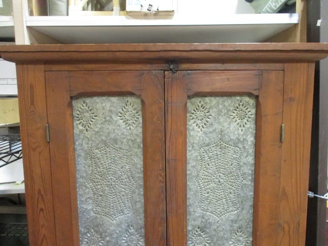 Wood Pie Safe w/Punched Tin Doors - 2