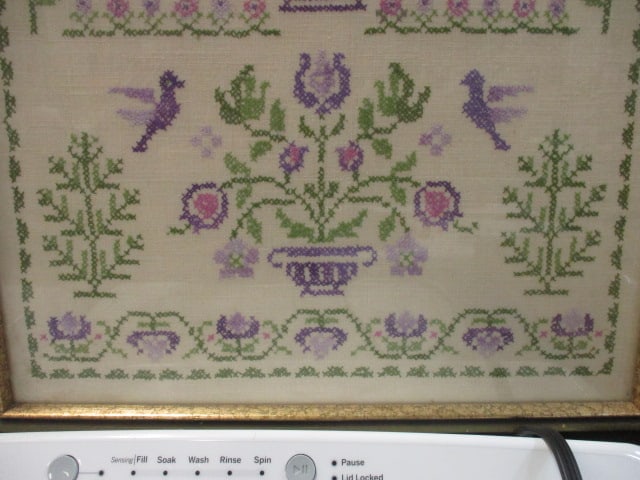 Framed Needlepoint Sampler w/Florals/Birds/Animals - 4