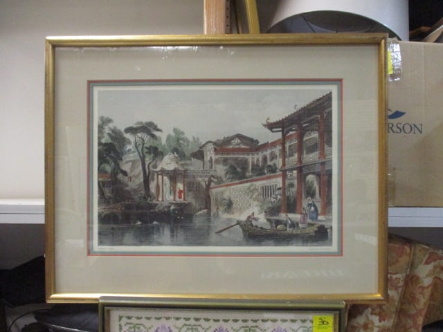 19th Century Framed Engraving 'House of Conseequa': 28 x 20 
