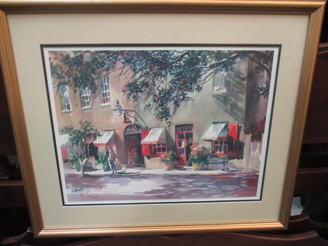 Virginia Fouche' Bolton 'Catfish Row' Framed/Signed/Numbered Print: #194/3000 (Artist bio on back) 