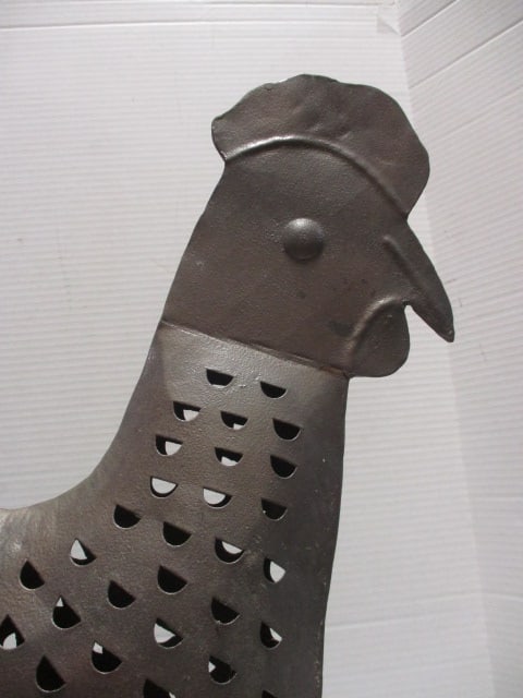 Metal Rooster on Metal Stand - 2