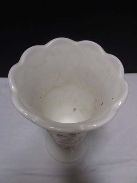 Vintage Milkglass Panelled Grape Pattern Vase - 3