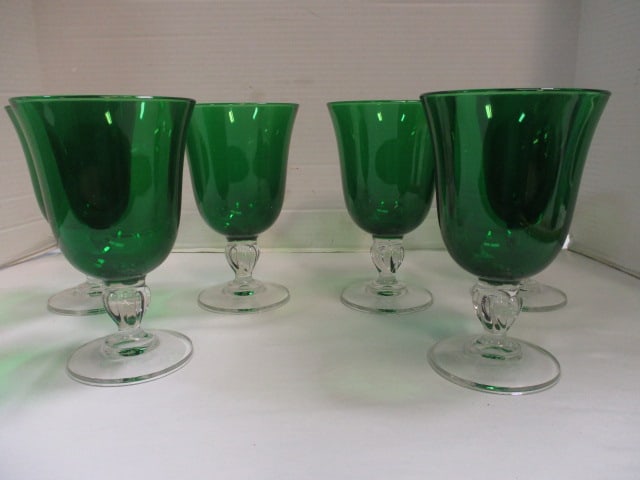 Green Water Goblets (Possibly Lenox) - 2