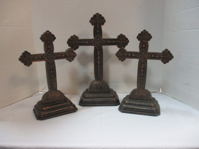 Cross Sculptures (Lot of 3): 2-12", 1-15" 