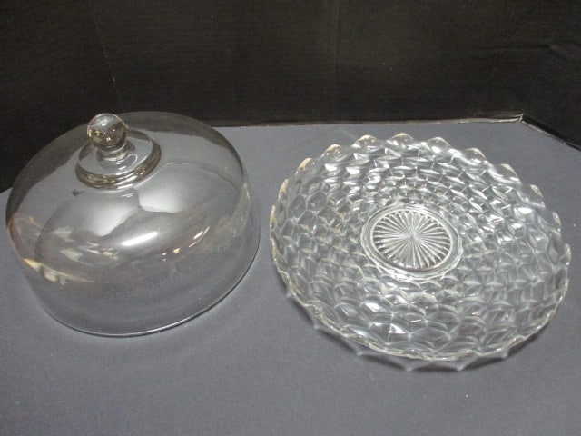 Glass Cake Plate w/Glass Dome: 13" 