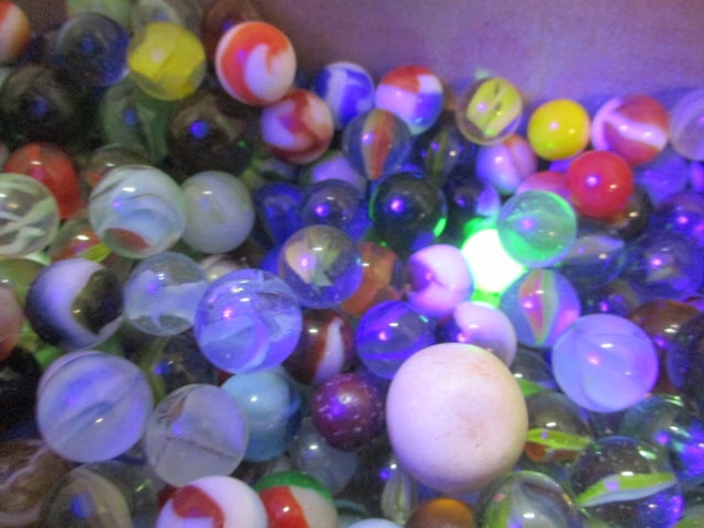 Tray of Marbles-Some Clay, Some shooters, some uranium Glass - 4