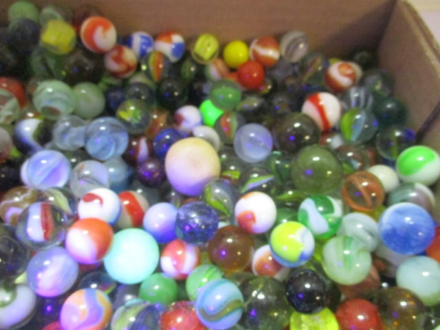 Tray of Marbles-Some Clay, Some shooters, some uranium Glass - 5