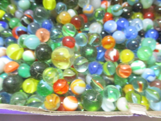 Tray of Marbles-Some Clay, Some shooters, some uranium Glass - 8