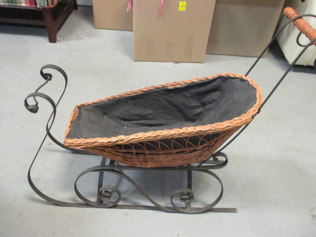 Decorative Wicker & Metal Christmas Sled - 6