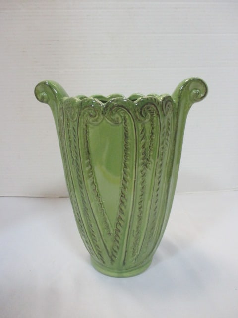Green Ceramic Vase: 10" 