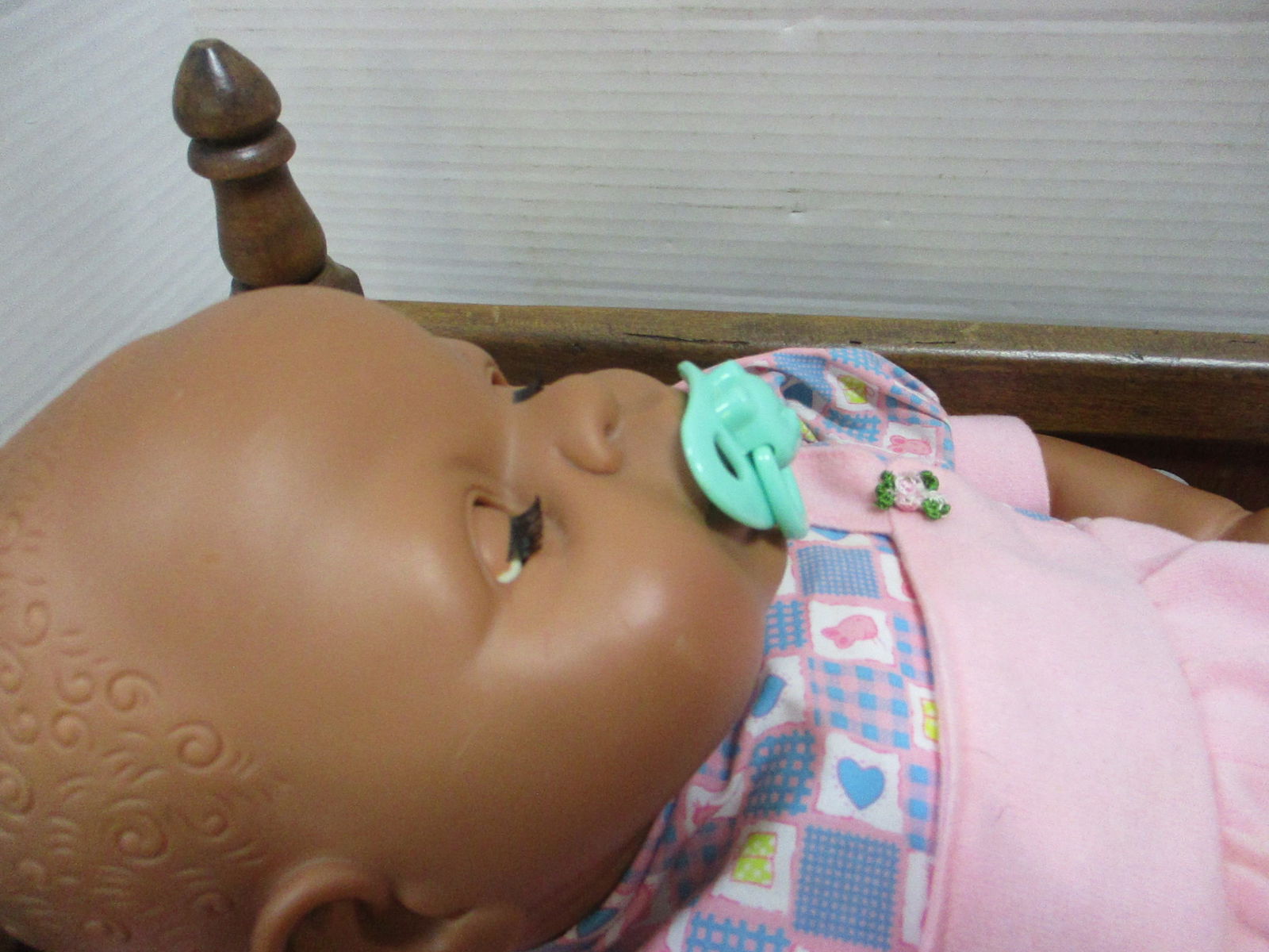 Wood Doll Bed w/Soft Body Doll 19" - 2