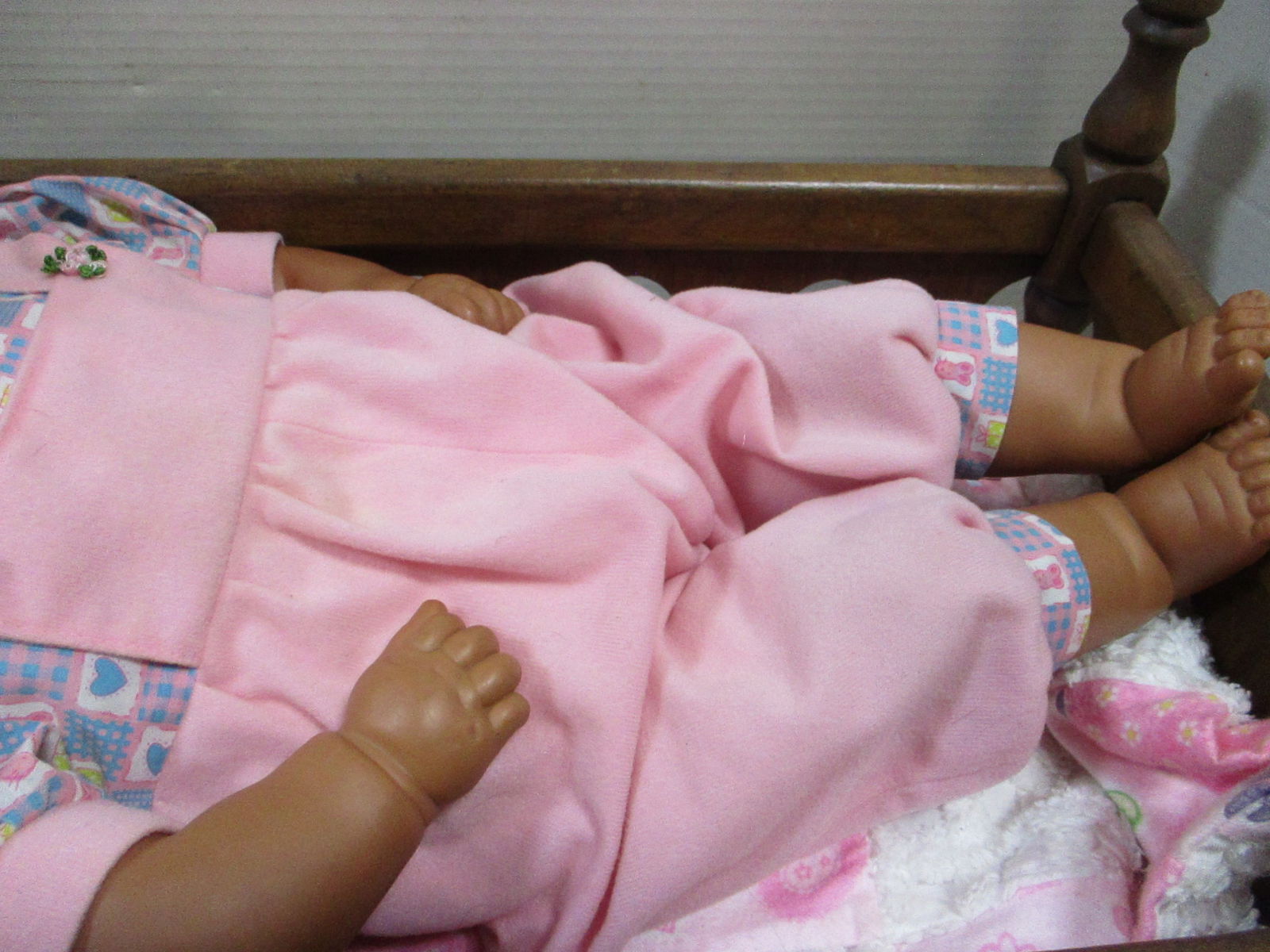 Wood Doll Bed w/Soft Body Doll 19" - 3