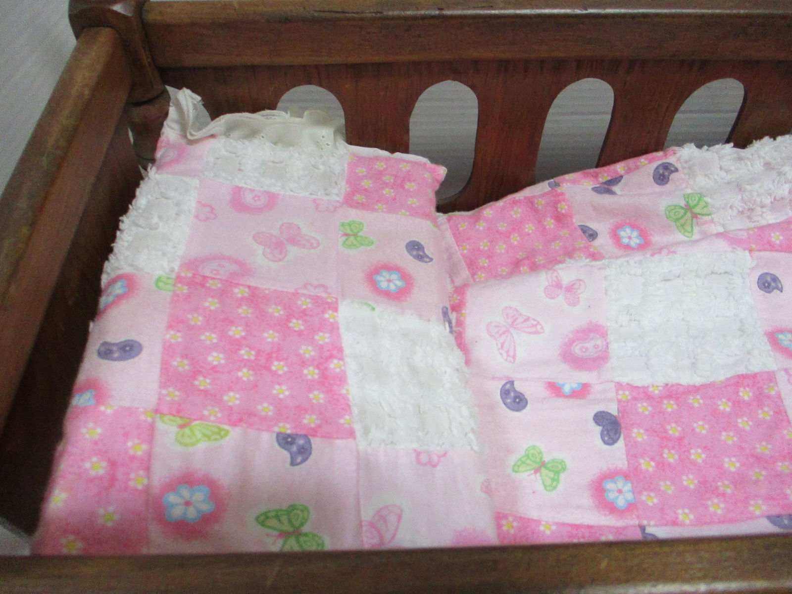 Wood Doll Bed w/Soft Body Doll 19" - 6