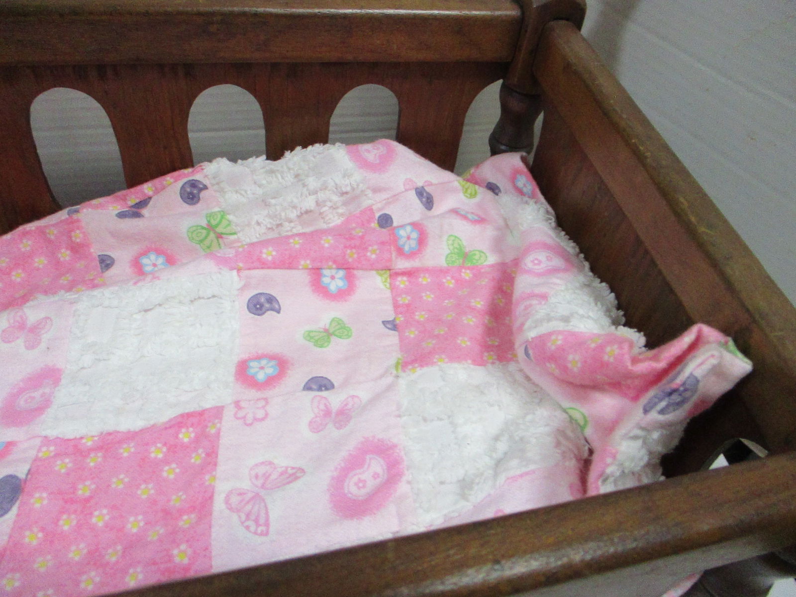 Wood Doll Bed w/Soft Body Doll 19" - 7