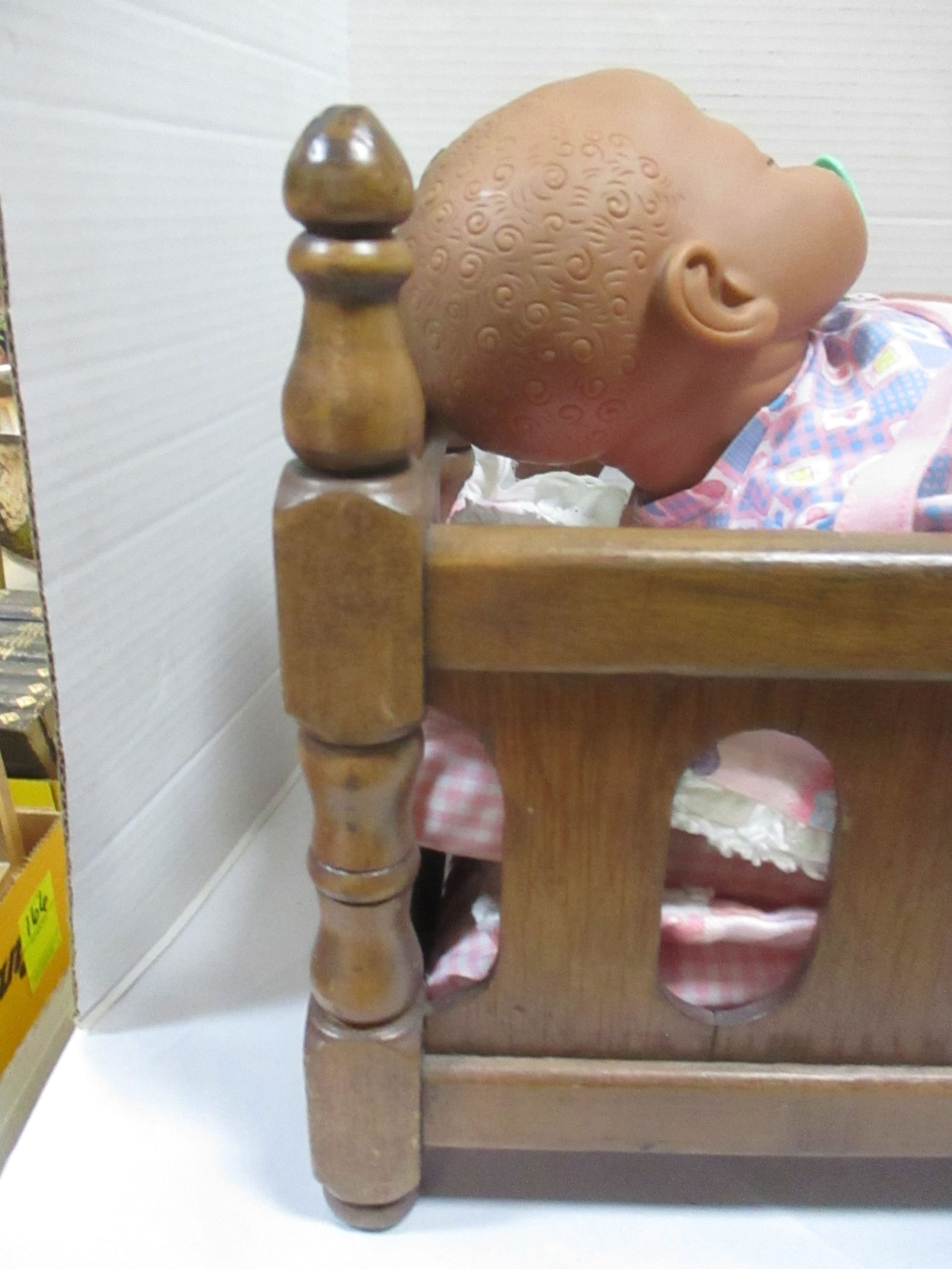 Wood Doll Bed w/Soft Body Doll 19" - 9