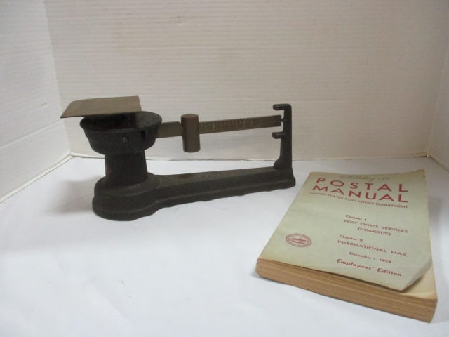 Howe Cast Iron Postal Scale & 1954 Postal Employee Manual: . 