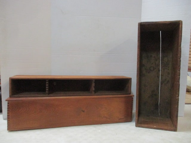 Vintage Wood Desk Boxes w/Dovetail Joints: 2-26", 1-22" 