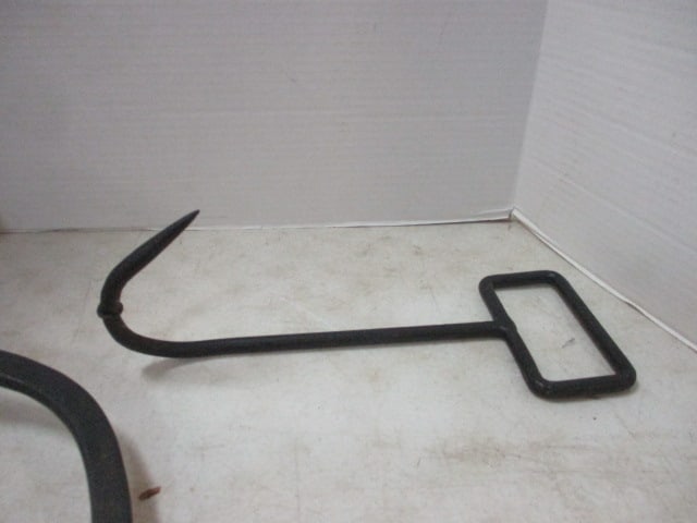 Antique Cast Iron Ice Tongs 15" & Cast Iron Baling Hook 12" - 2
